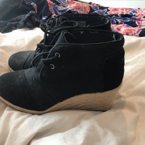 Tons Espadrille Black Bootie Wedges